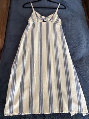 Roxy Blue and White Striped Tie-Front Midi Sundress - Size S/P